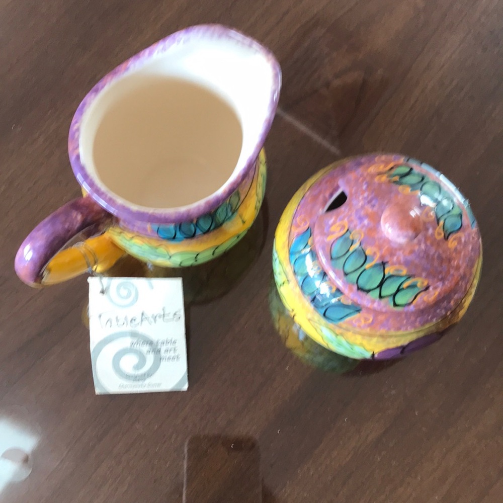 Table arts ceramic cream and sugar bowl